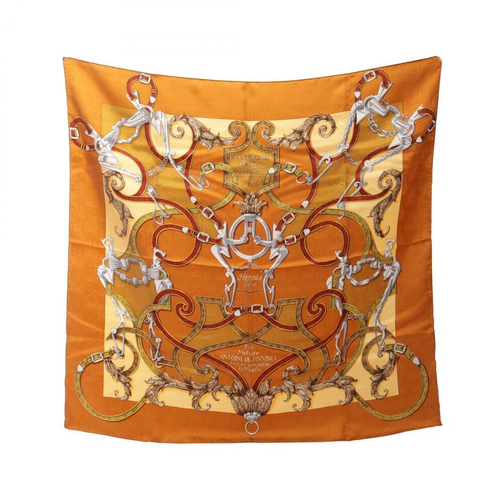 Hermes Carre 90 L'Instruction du Roy Scarf/Muffler, Silk, Women's, Brown/Ivor...